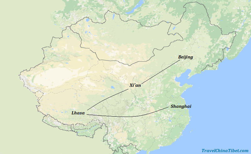 11 Days Best of China and Tibet Discovery Map