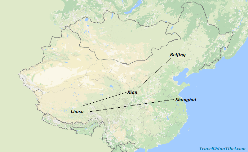 11 Days China Tibet Adventure Tour Map