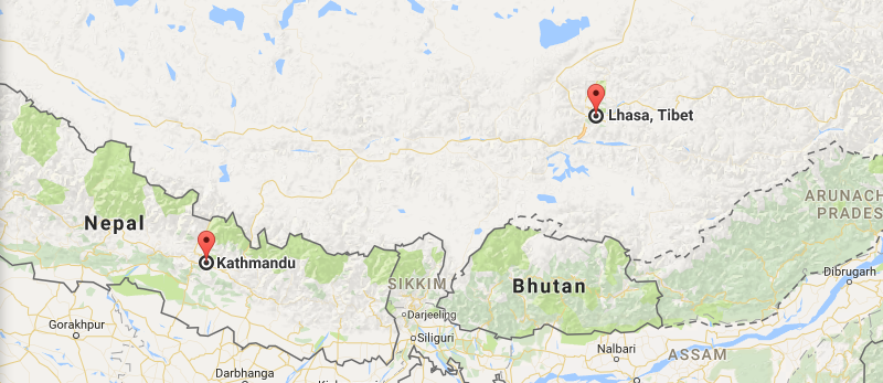 9 Days Xian & Everest & Kathmandu Tour Map