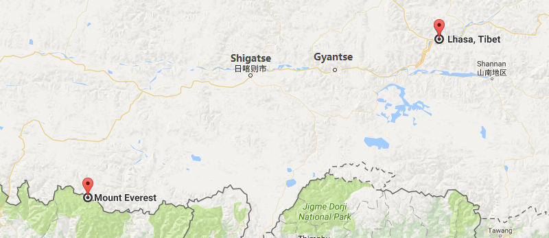 10 Days Xian & Lhasa & Everest Tour Map