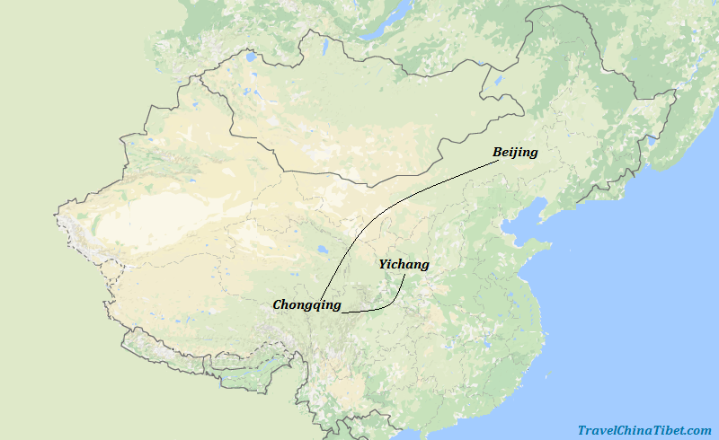 7 Days Beijing Essence & Yangte River Cruise Map