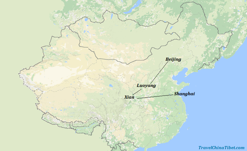 11 Days Classic China Kung Fu Tour by High Speed Train Map