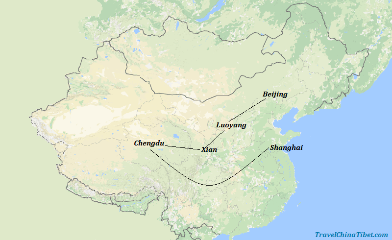 12 Days Unforgettable Kungfu Panda Tour Map