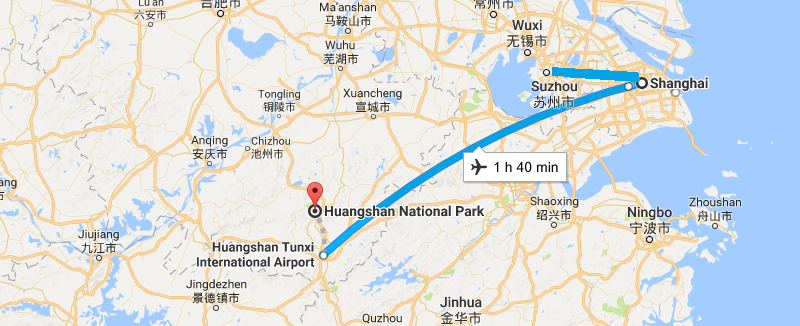 7 Days East China Garden Tour with Mt.Huangshan Climbing Map