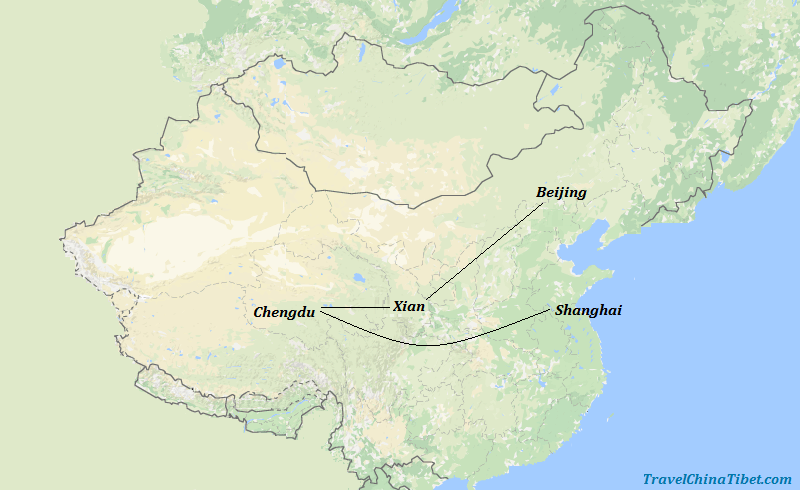 10 Days Golden Triangle Tour with Panda Visit Map