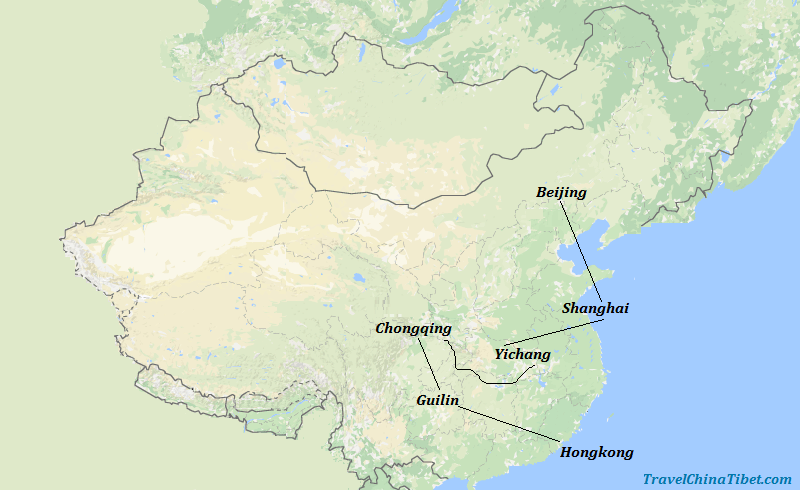 14 Days Best of China with Yangtze Cruise Map