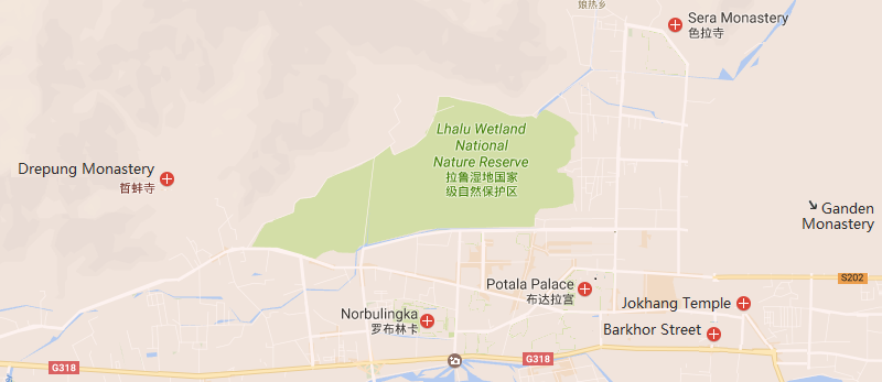 4 Days Lhasa City Group Tour Map