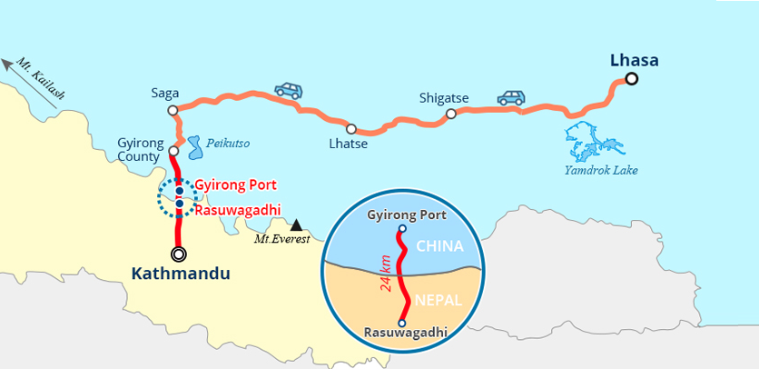 20 Days Tibet & Nepal & Bhutan Tour Map